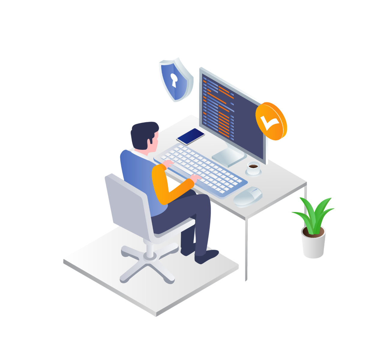 Programmer working at desk